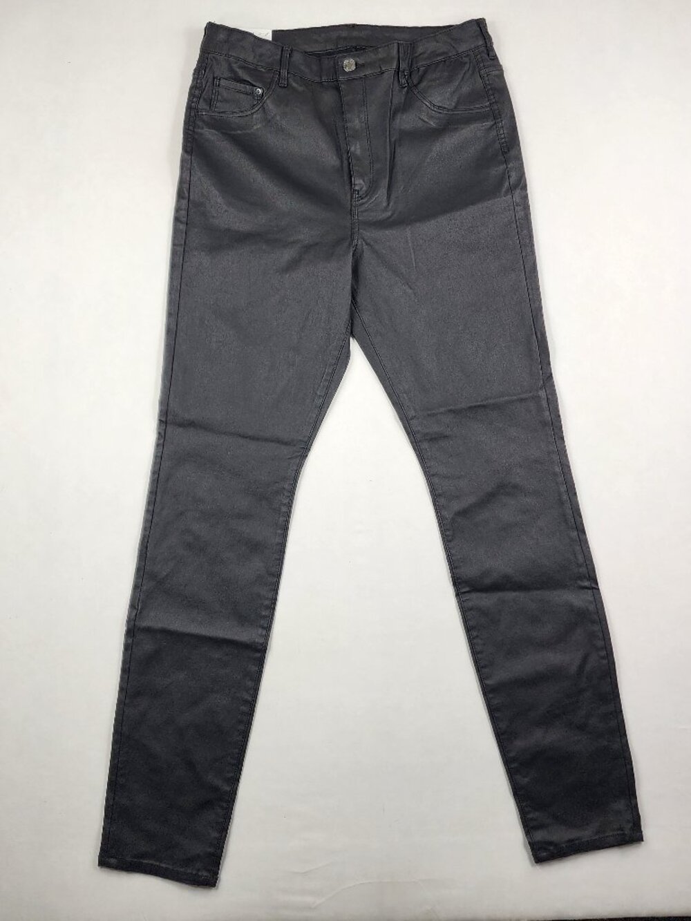 NWT H&M Woman's L, 32, 14 Black High Waist Jeggings Faux Leather Pants Stretch